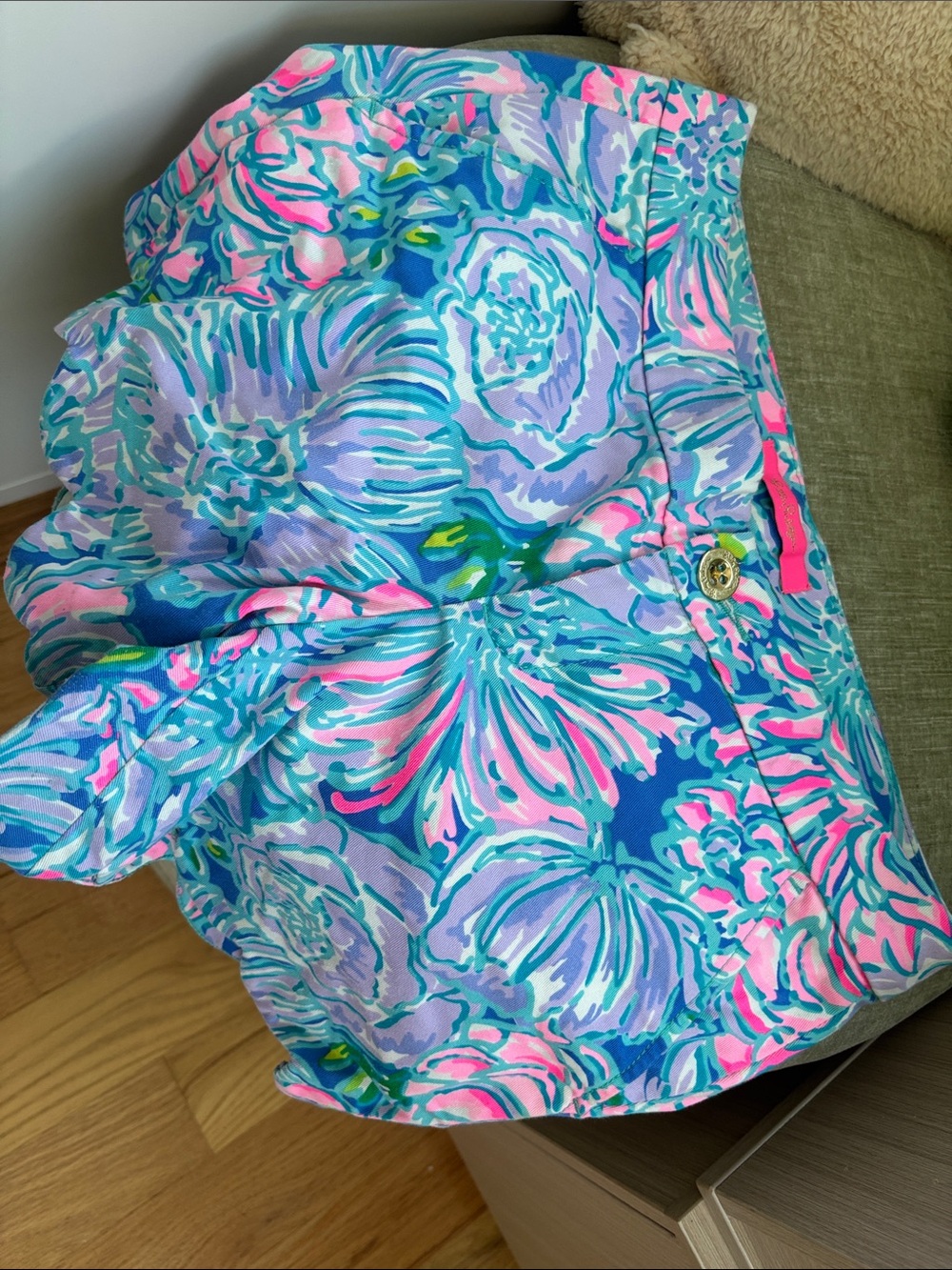 Vibrant Floral Blue Pink Shorts